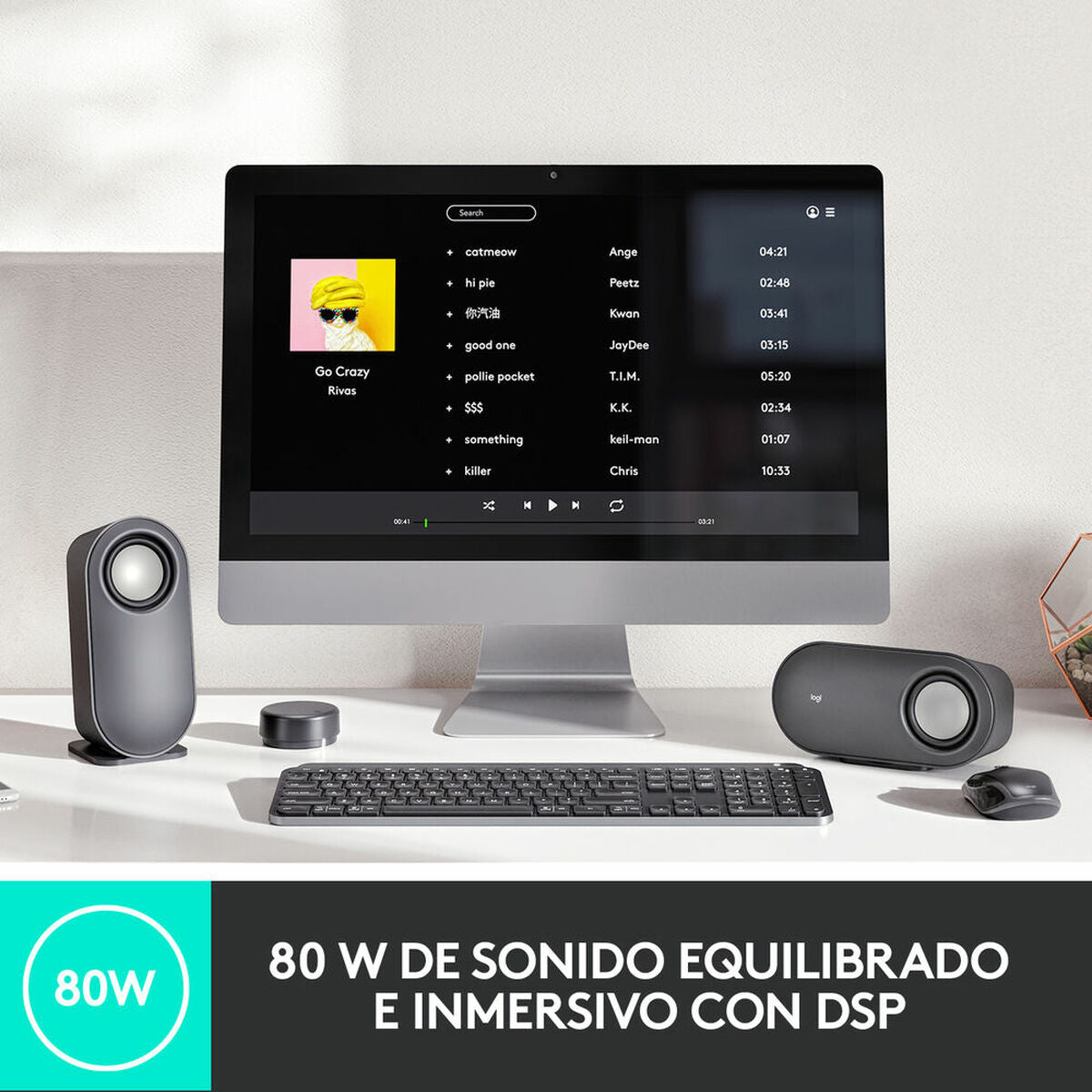 LOGITECH Z407 Android Edition speaker system for PC 2.1channel wireless Bluetooth USB 40 Watt Total graphite grey