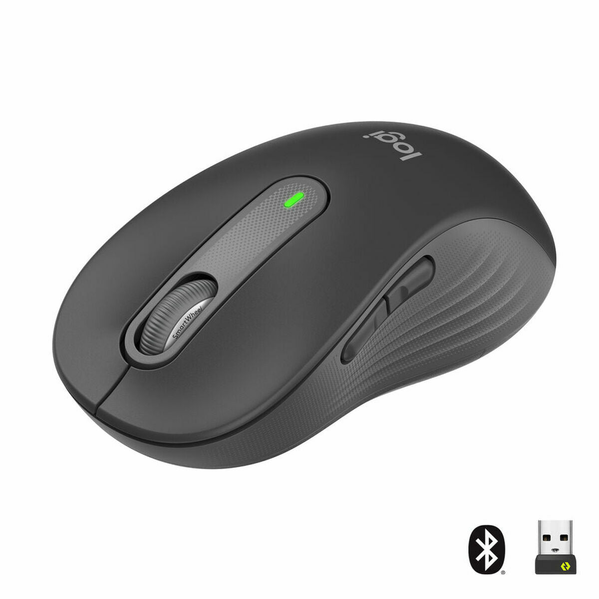 LOGITECH Signature M650 L Mouse large size optical 5 buttons wireless Bluetooth 2.4 GHz Bolt USB receiver graphite
