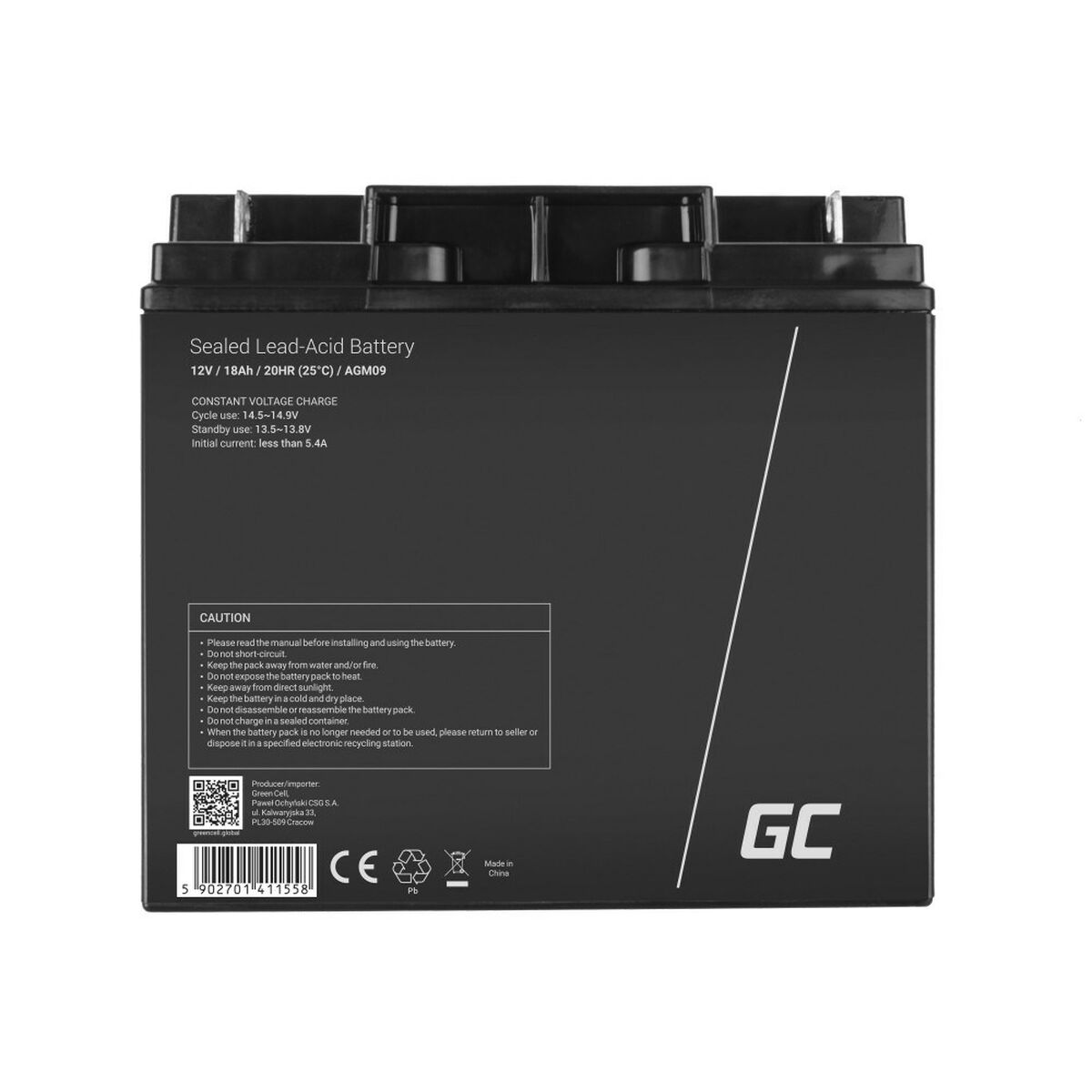 Green Cell AGM Battery 12V 18Ah - Battery - 18.000 mAh