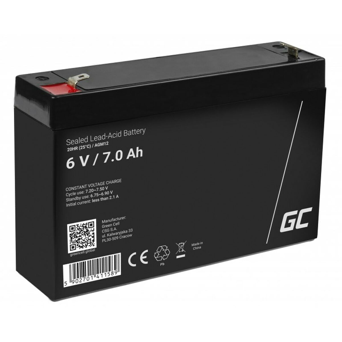 Green Cell Battery AGM 6V 7AH