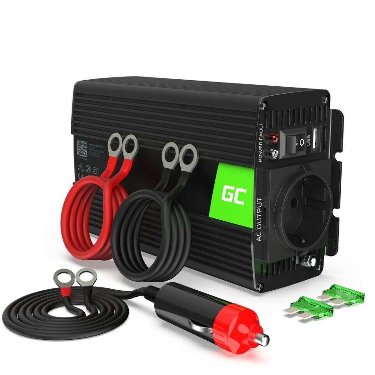 Green Cell INV02DE adaptateur de puissance & onduleur Auto 300 W Noir