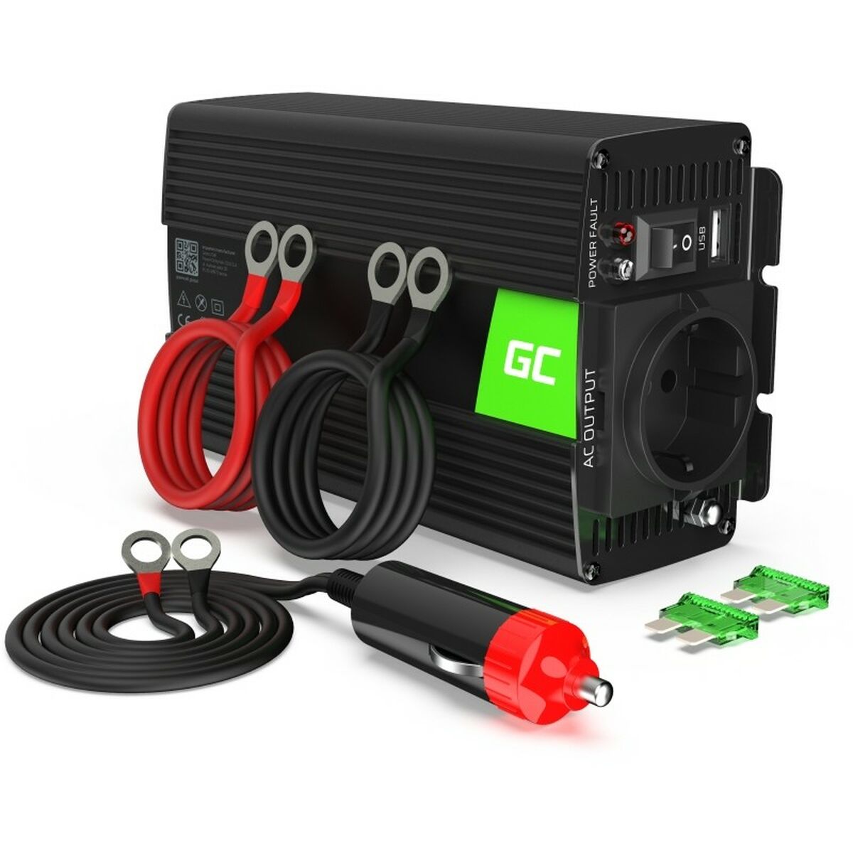 Green Cell INV05DE adaptateur de puissance & onduleur Auto 300 W Noir