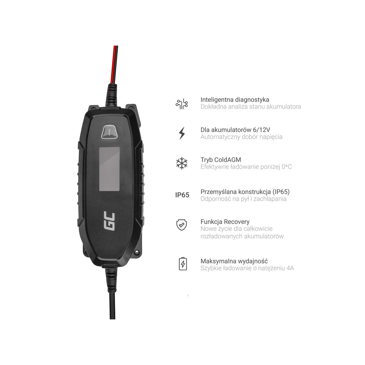 Green Cell Charger for accumulators 6V 12V 4A with diagnostics function - 6/12 V - Type C (Europlug) - 0,048 kW - 4 A - 220-240 V - 50 Hz