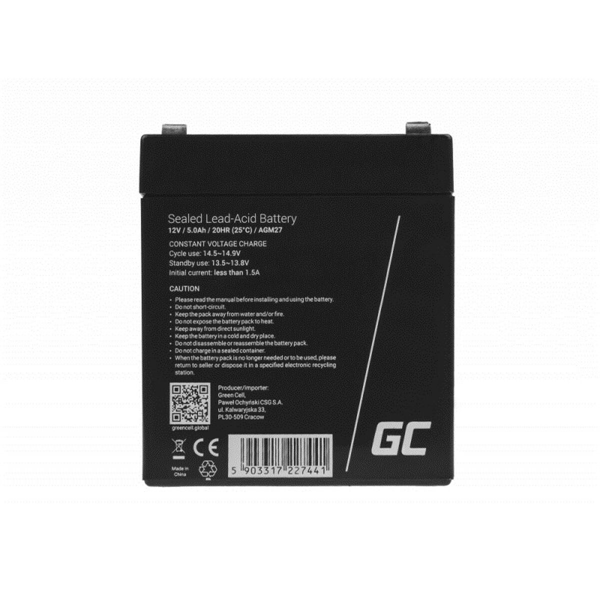 Green Cell AGM27 Batterie de l'onduleur Sealed Lead Acid (VRLA) 12 V 5 Ah
