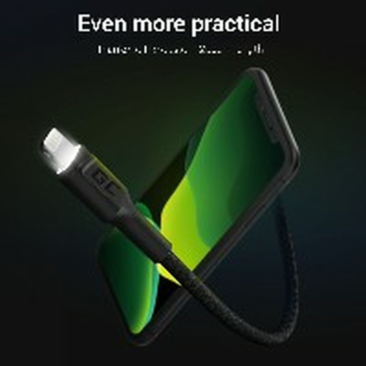 Green Cell KABGC12 câble Lightning 2 m Noir