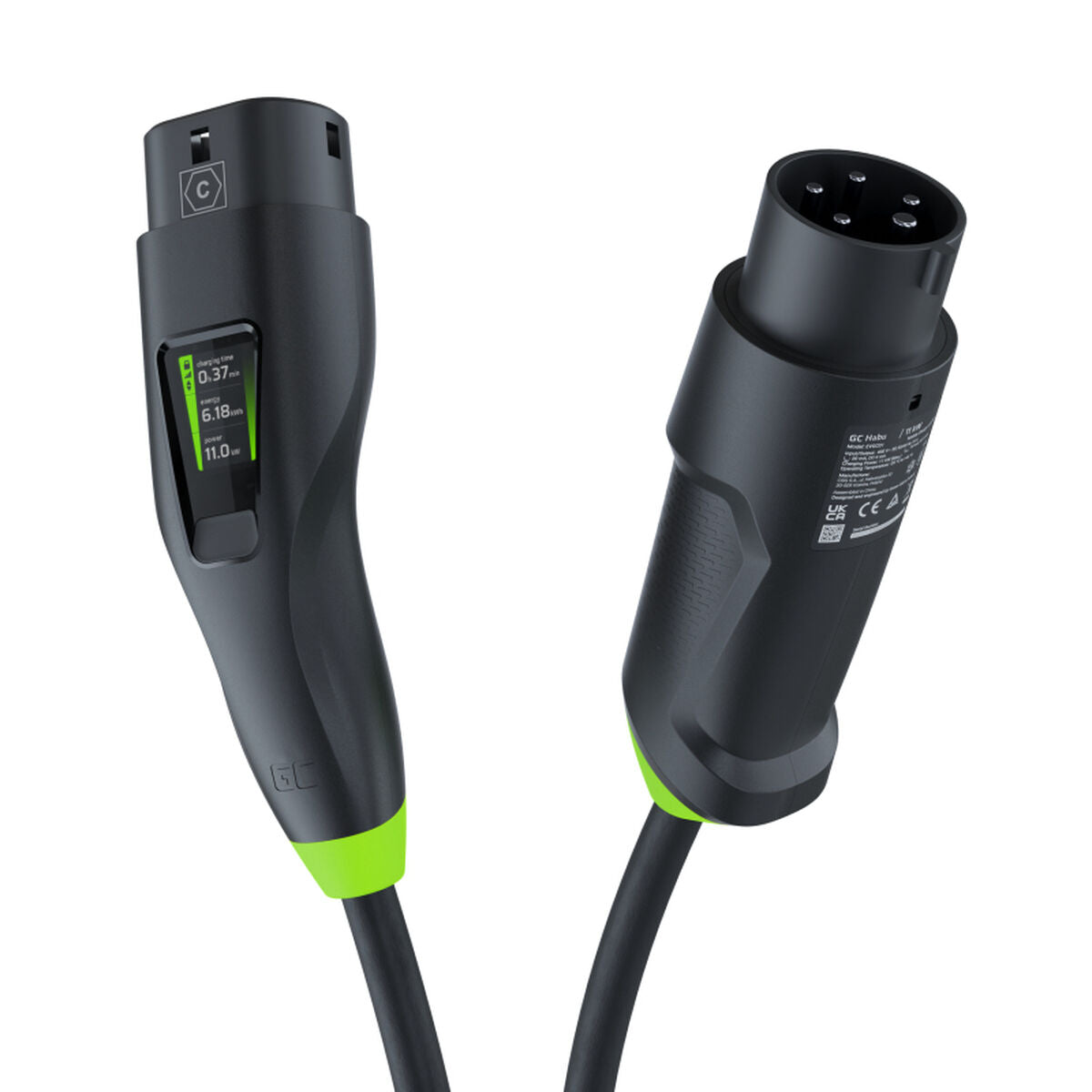 Green Cell EVGC01 - Noir - Type 2 - Droit - Droit - IP55 - Noir