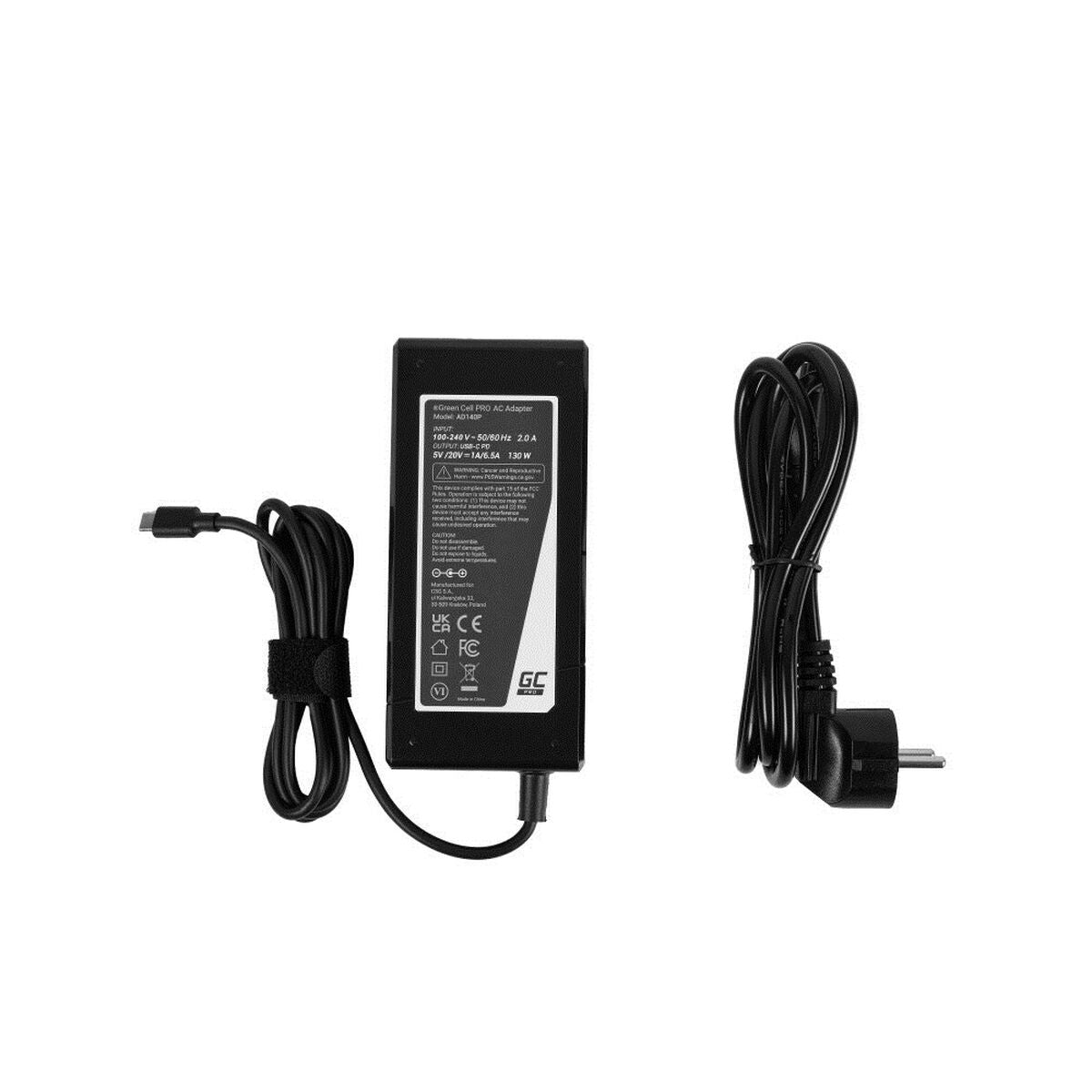 Green Cell AD140P Adaptateur PRO USB-C 130W pour ordinateurs portables, tablettes, téléphones