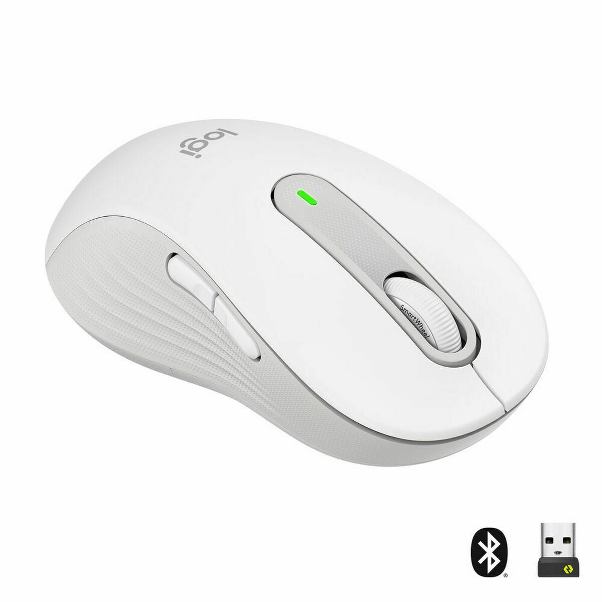 LOGITECH Signature M650 L LEFT Mouse large size left-handed optical 5 buttons wireless Bluetooth 2.4 GHz OFF-WHITE