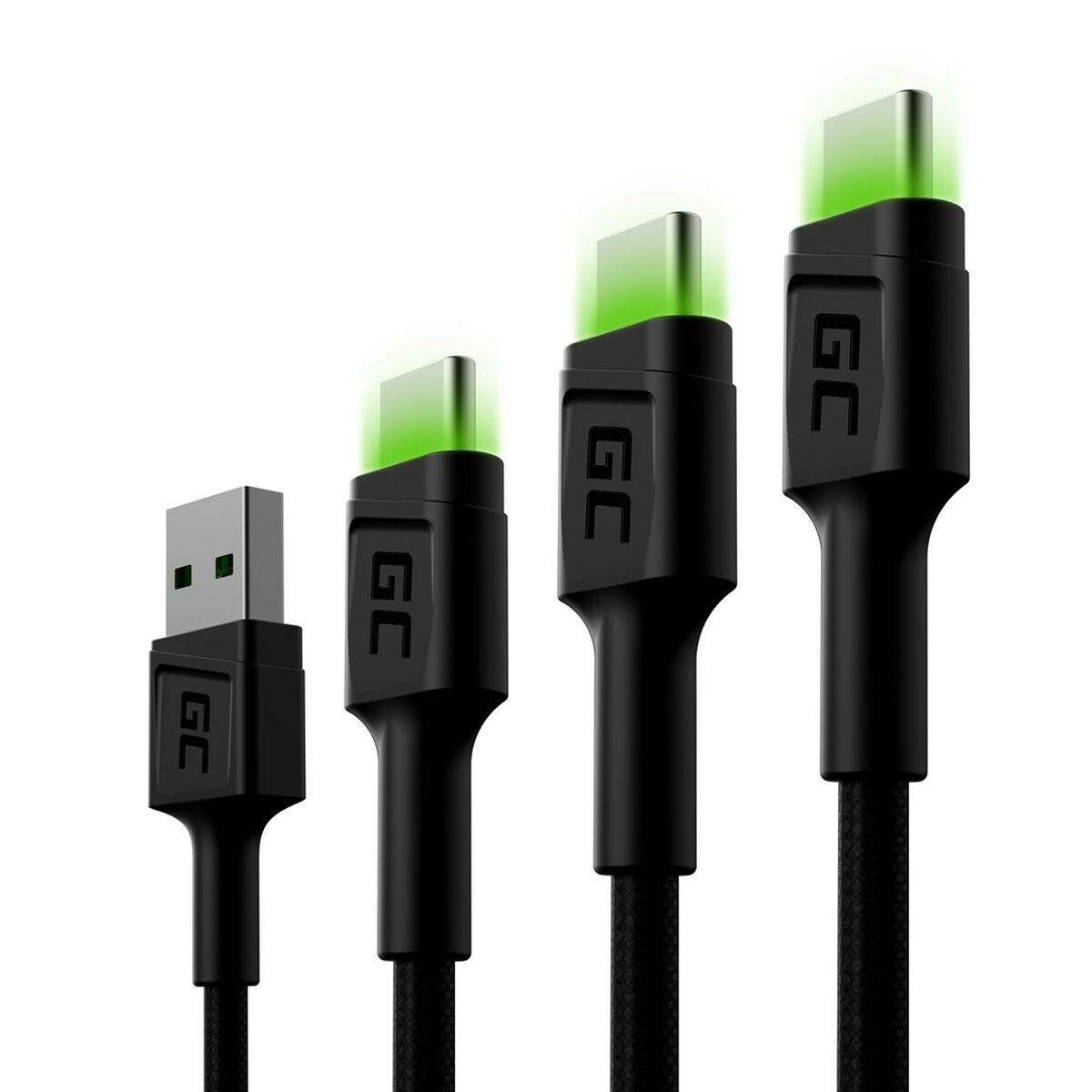 Green Cell KABGCSET01 câble USB 2 m USB A USB C Noir