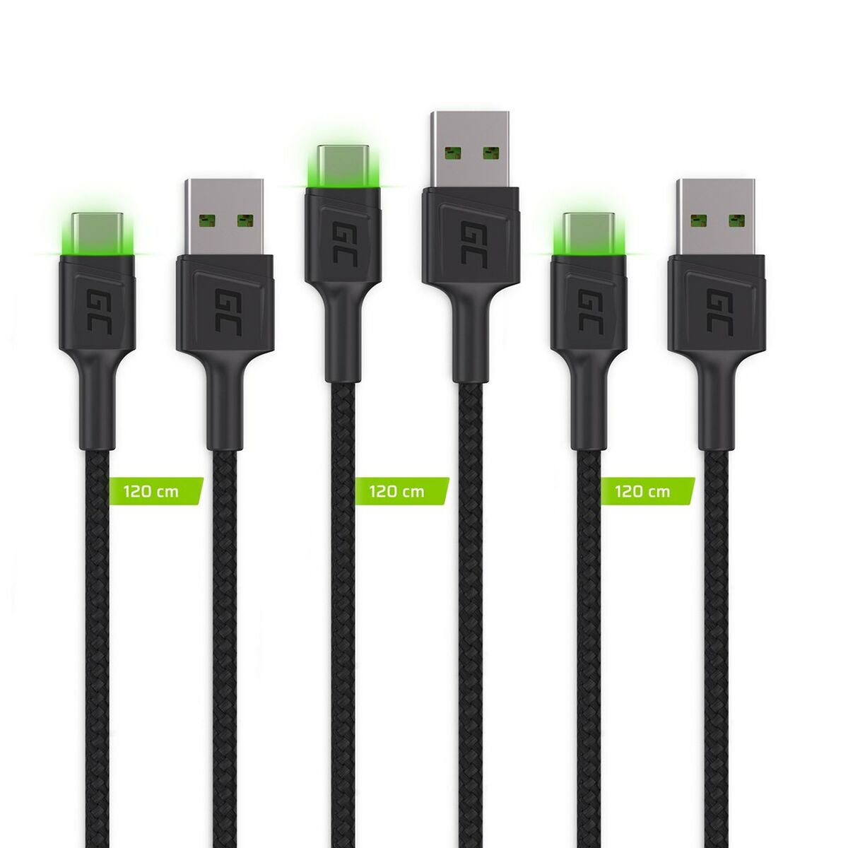 Green Cell KABGCSET02 câble USB 1,2 m USB A USB C Noir