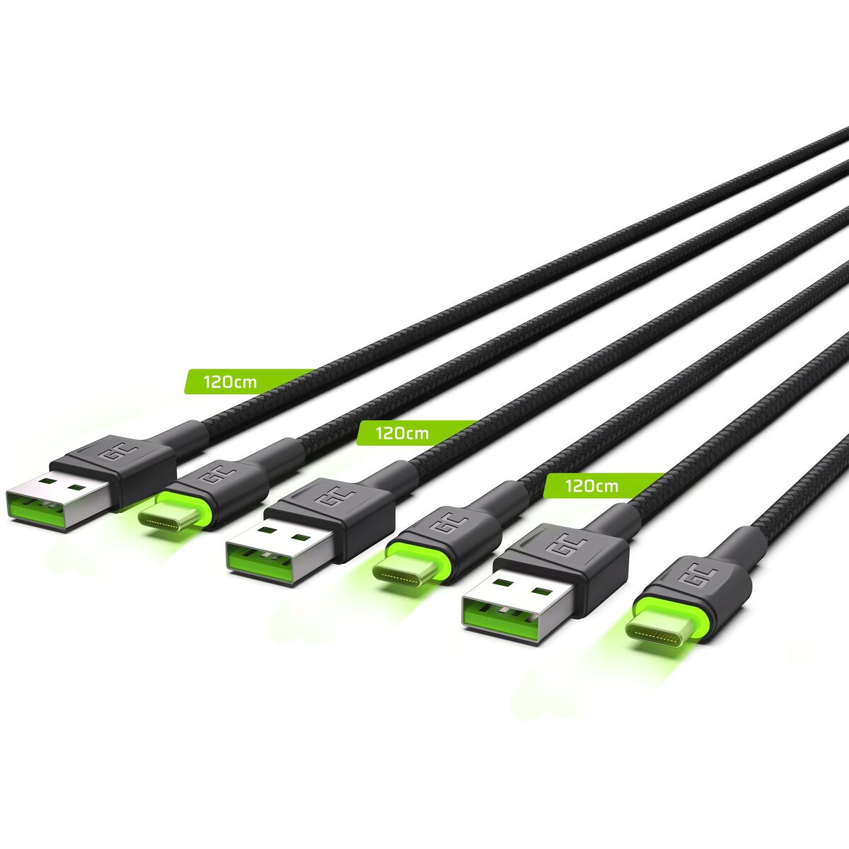 Green Cell KABGCSET03 câble USB 2 m USB A USB C Noir