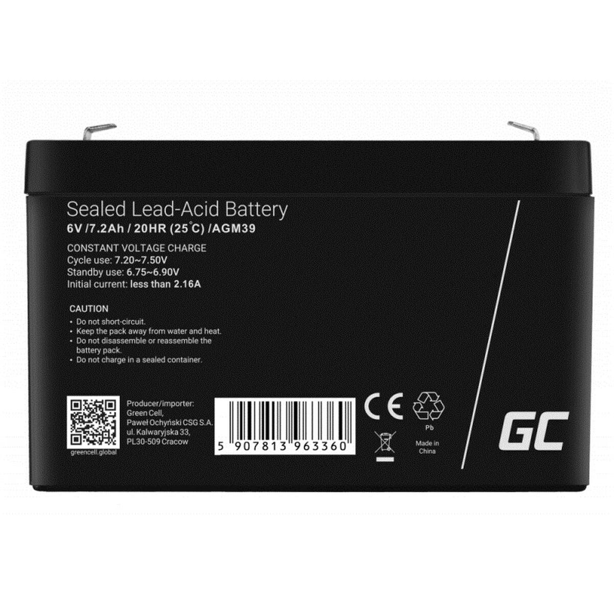 Green Cell Battery AGM VRLA 6V 7.2Ah - Battery - 7.200 mAh
