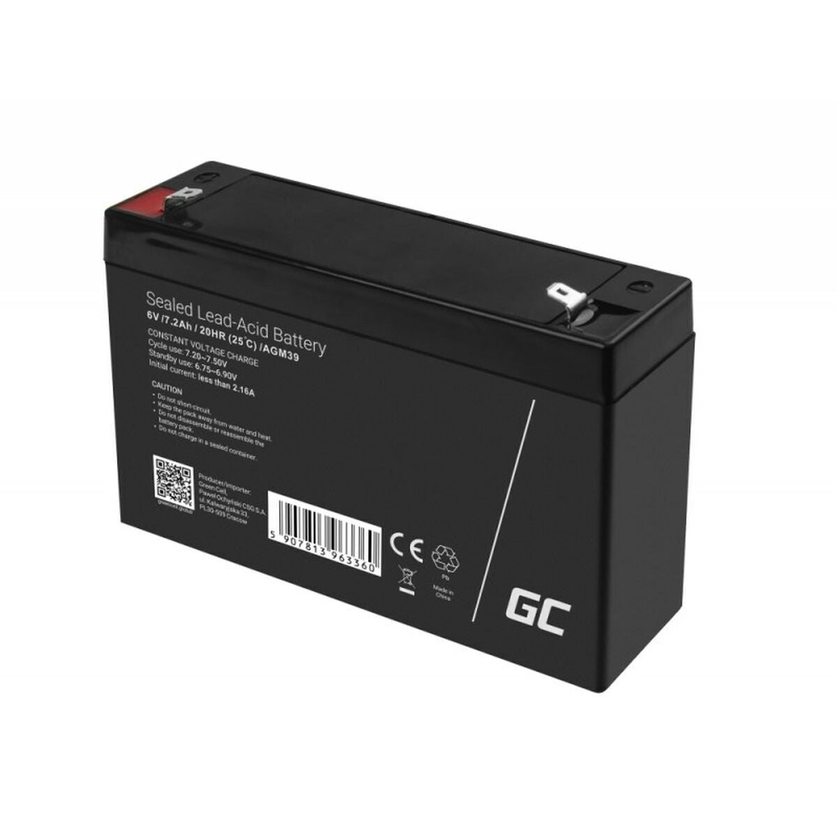 Green Cell Battery AGM VRLA 6V 7.2Ah - Battery - 7.200 mAh