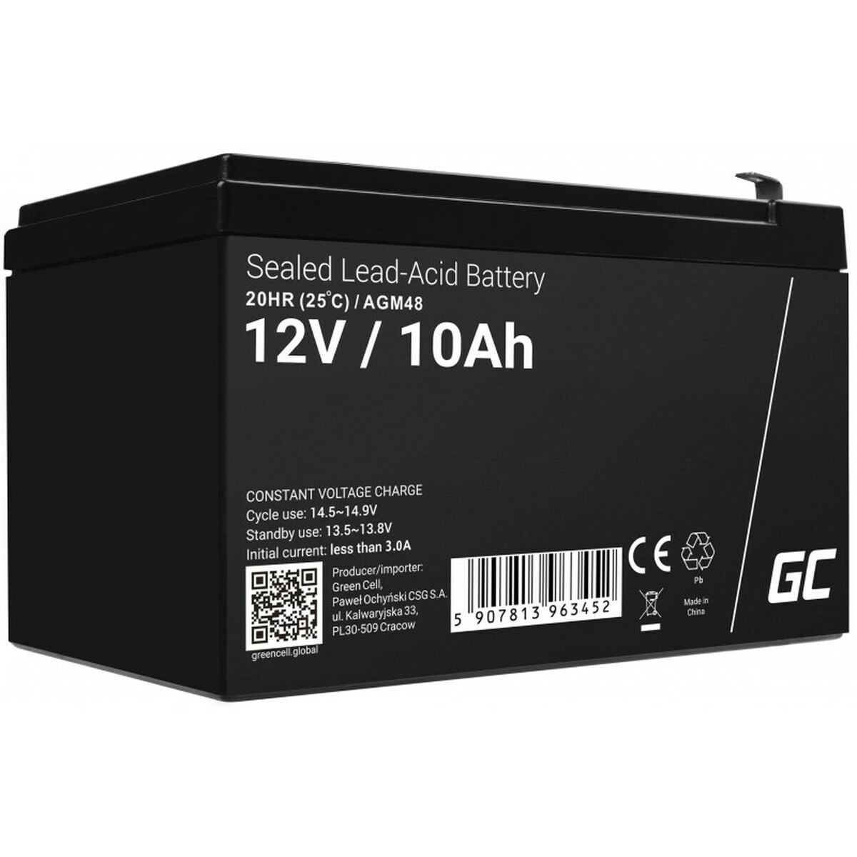 Green Cell AGM Battery 12V 10Ah - Battery - Mini (AAAA)