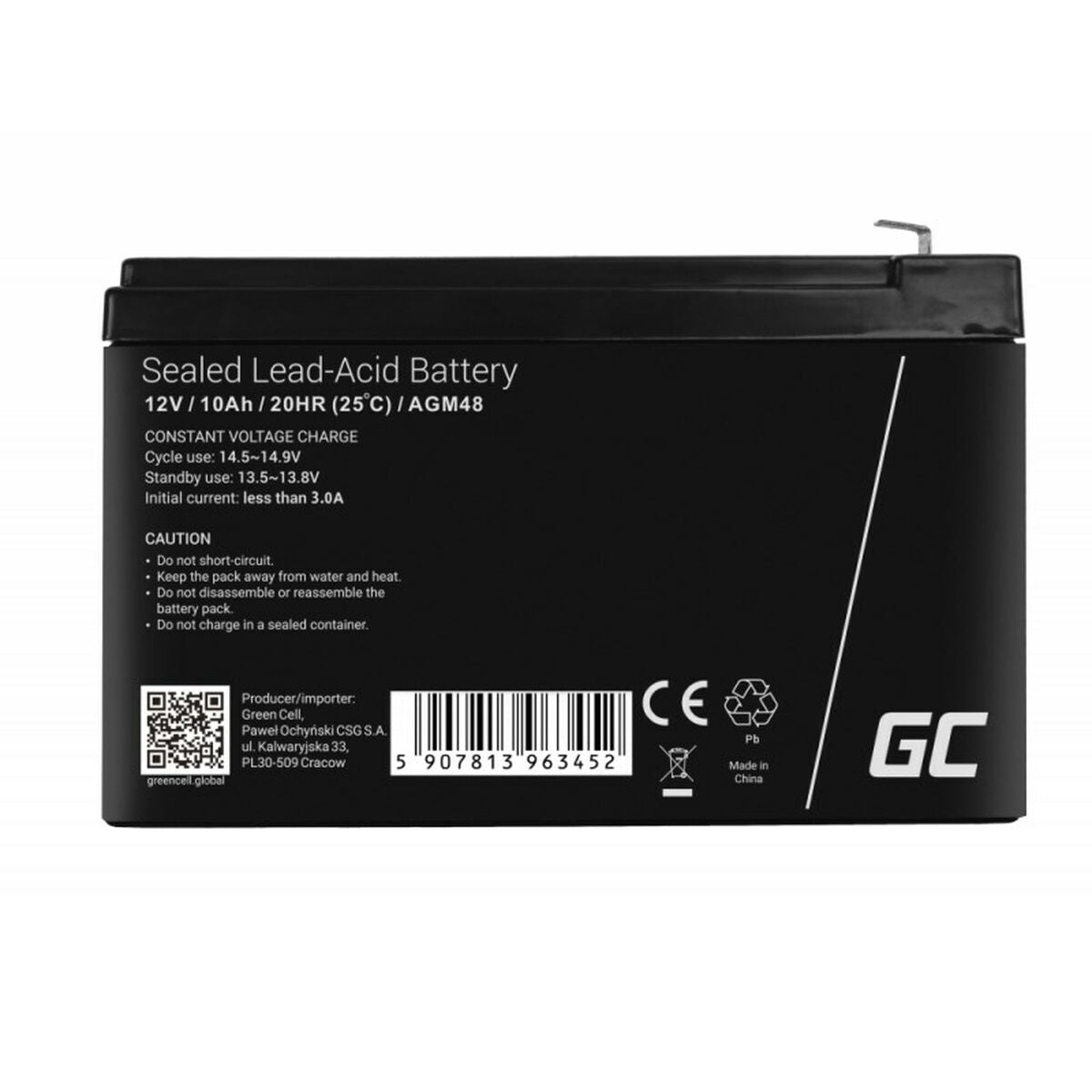 Green Cell AGM Battery 12V 10Ah - Battery - Mini (AAAA)
