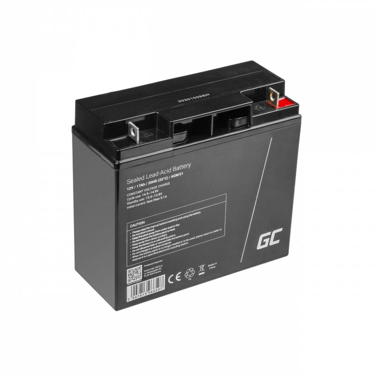 Green Cell AGM Battery Lead Acid VRLA 12V 17Ah for motor boats and electric - Battery - 17.000 mAh