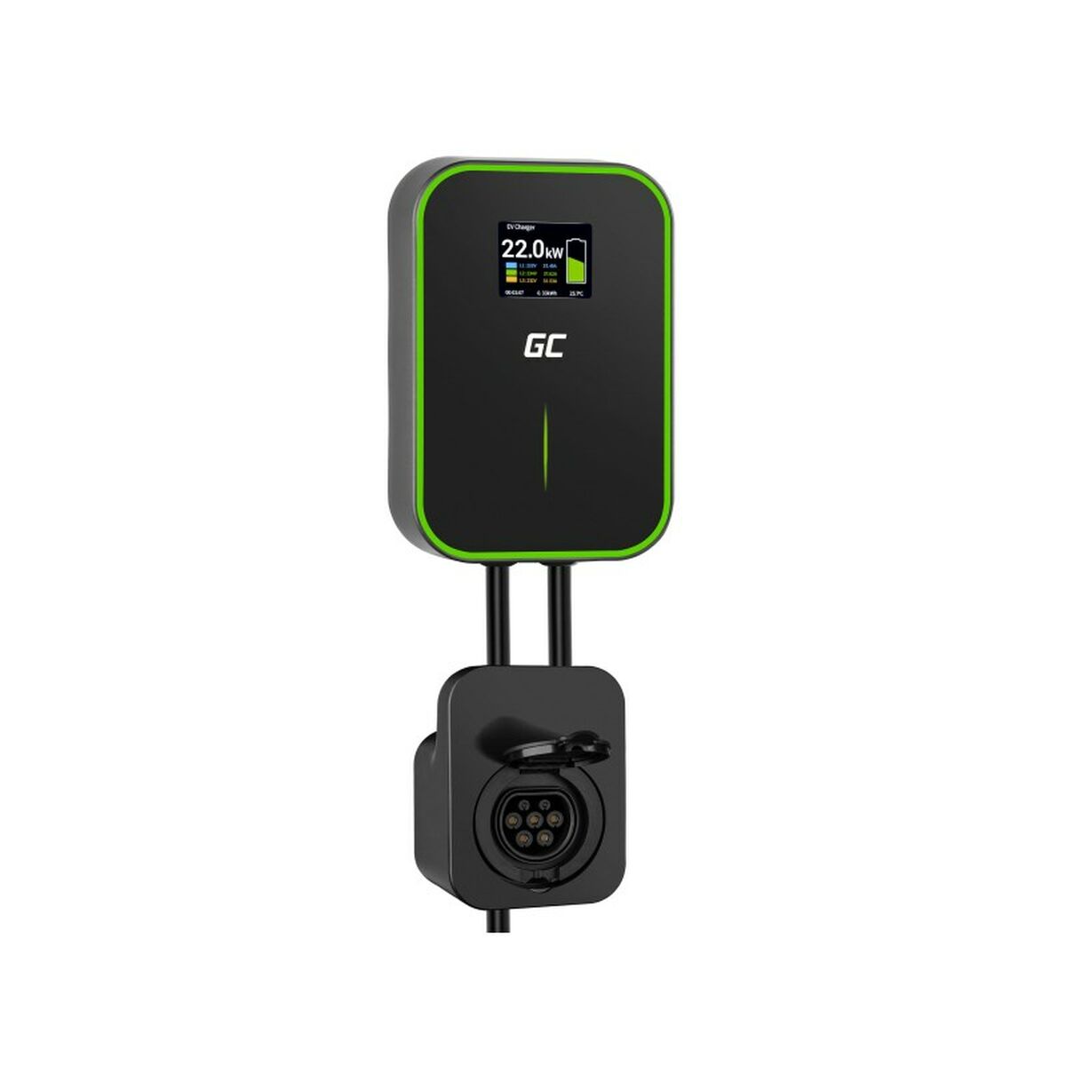 Chargeur Wallbox Green Cell EV Powerbox RFID 22KW avec prise de type 2