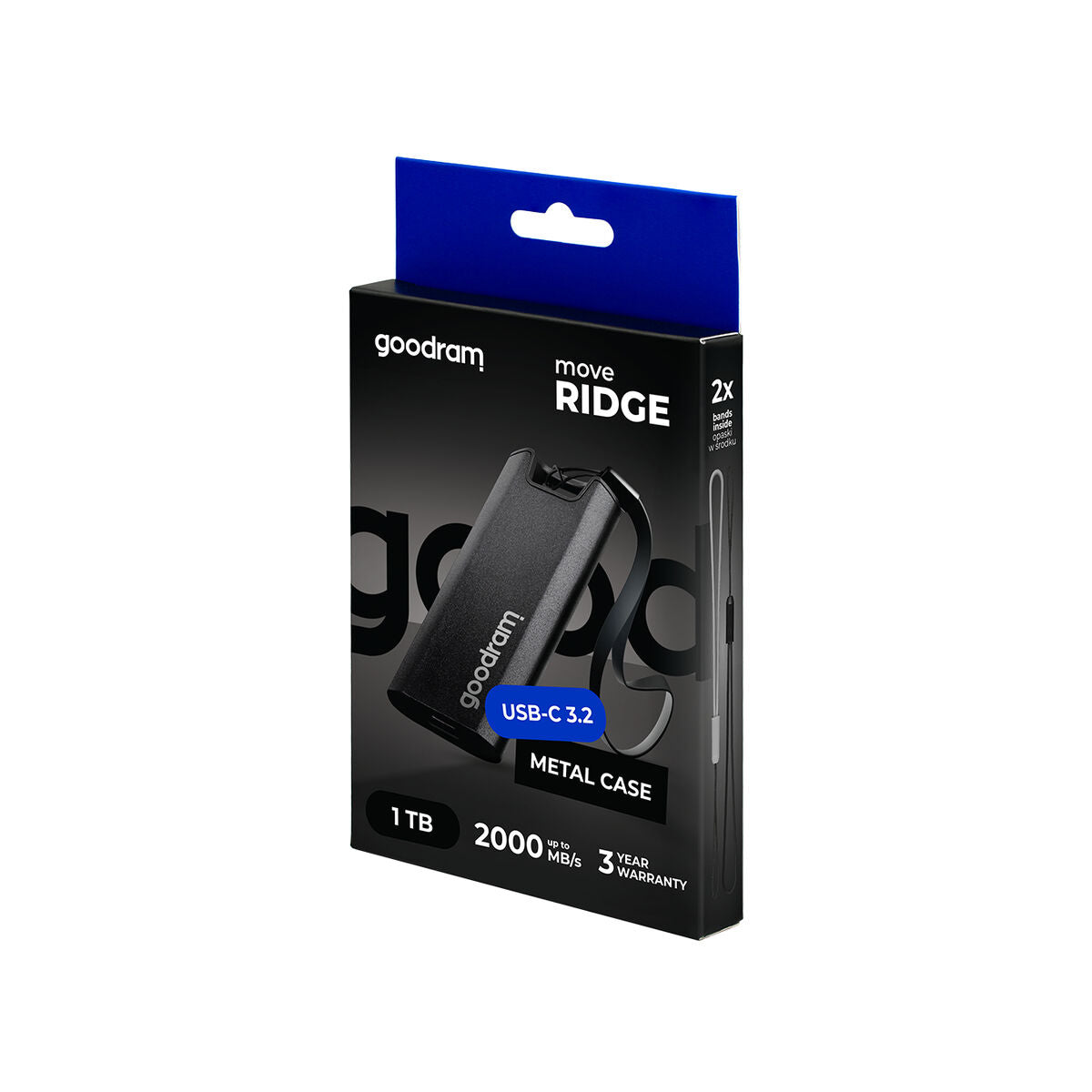 Goodram SSDR-GMRE-01T-K0 disque SSD externe 1 To 3.2 Gen 2 (3.1 Gen 2) Noir