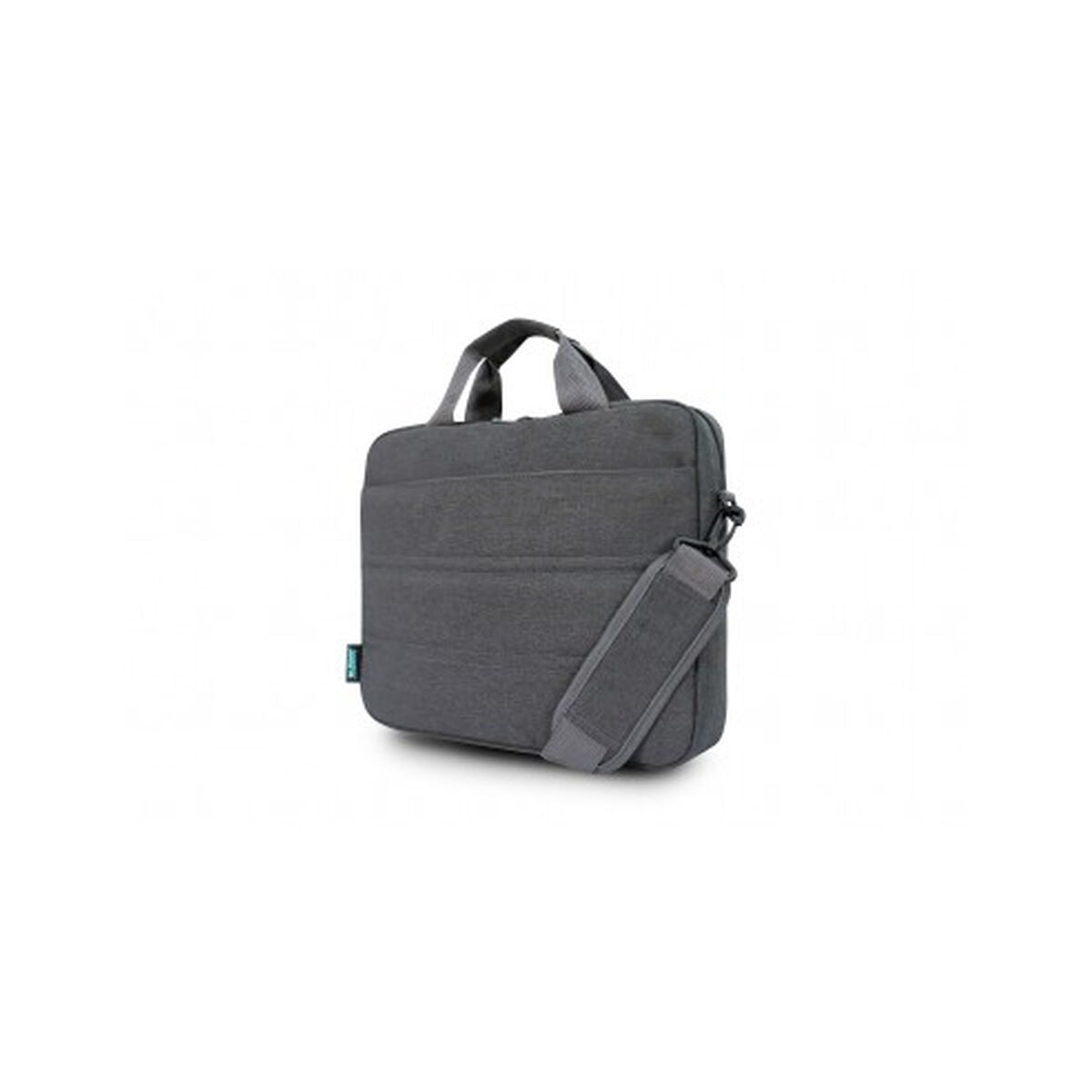 URBAN FACTORY Toploading bag made of recycled Nylon r-PET Reinforced notebook compartment Flat front pocket with zip Back patch