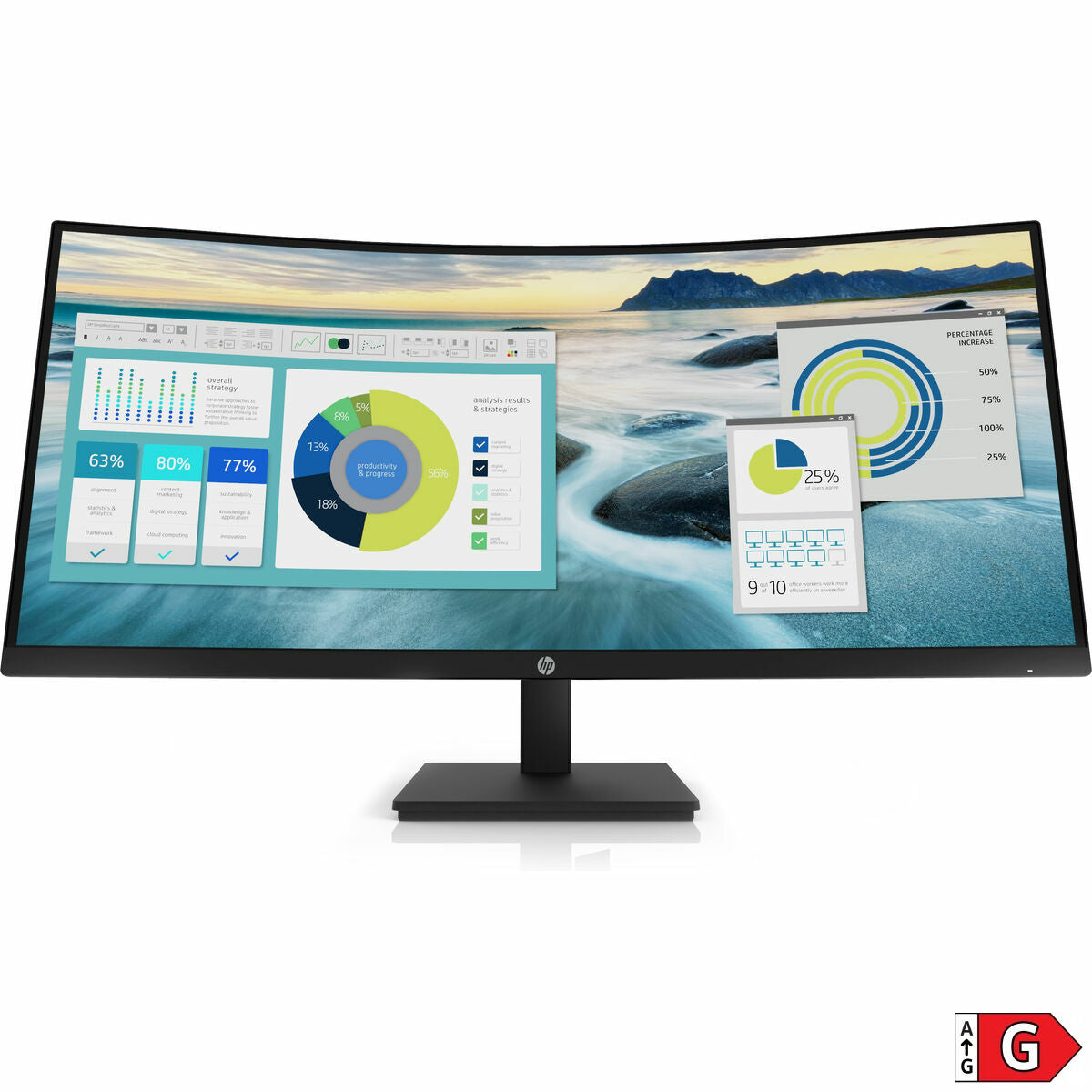 HP Écran incurvé P34hc G4 WQHD 34p WQHD 3440x1440 HDMI USB-C USB port USB hub DisplayPort 3/3/0