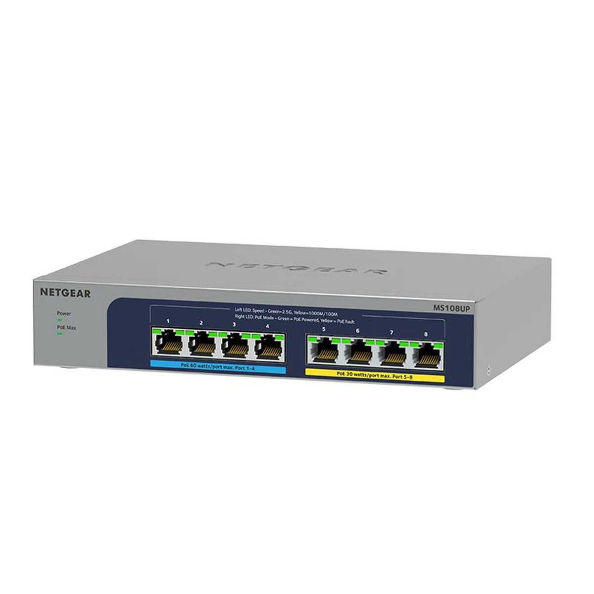 NETGEAR MS108UP 8Port Ultra60 PoE++ Multi-Gigabit 2.5G Ethernet Unmanaged Switch with 230W PoE-Budget 1G/2.5G-Ports Desktop/Wallmnt