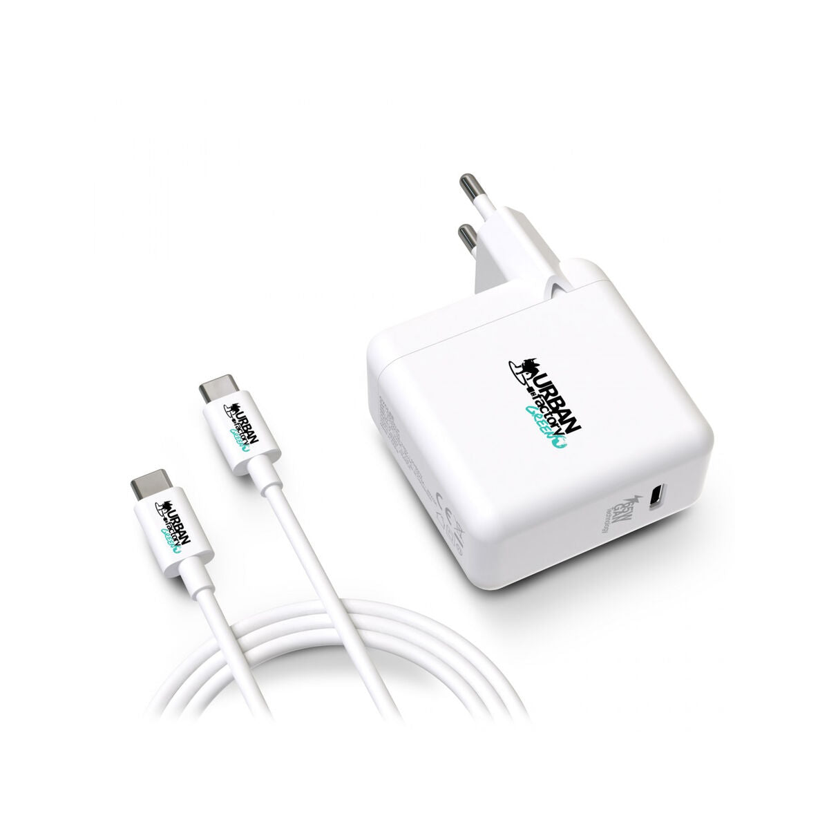 URBAN FACTORY Chargeur secteur GaN USB-C Eco-conçu 65W