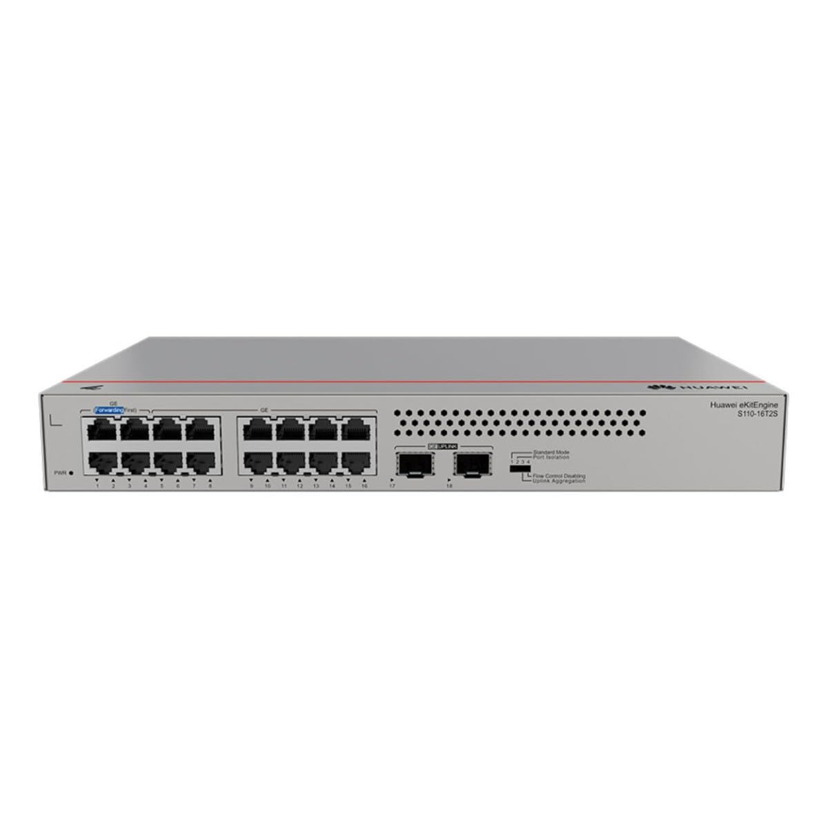 HUAWEI S110-16T2S 16x10/100/1000BASE-T ports 8xGE SFP ports built-in AC power fanless eKit