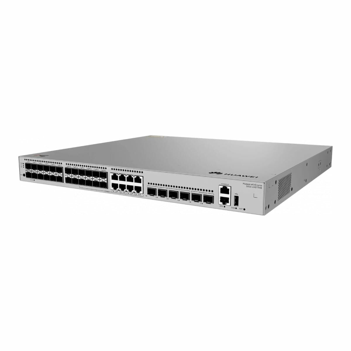 HUAWEI S530-24ST4XE 24xGE SFP ports 8 of which are dual-purpose 10/100/1000 or SFP 4x10GE SFP+ ports 2x12GE stack ports 1xAC eKit