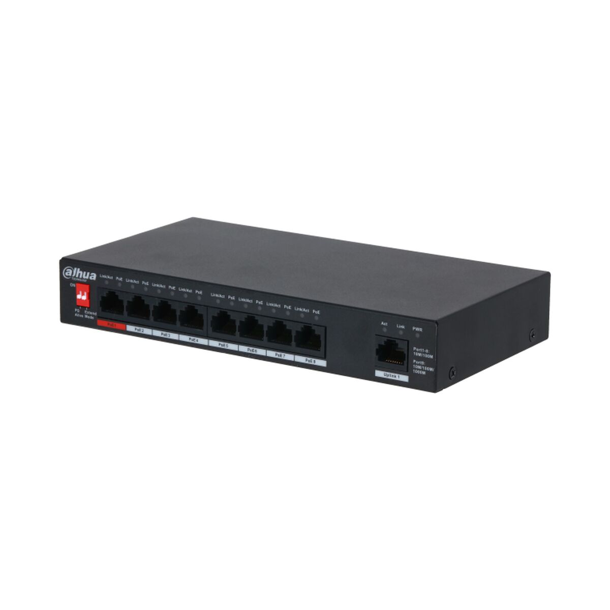 Dahua PFS3009-8ET1GT-96-V2 Switch de bureau non géré 9 ports avec PoE 8 ports