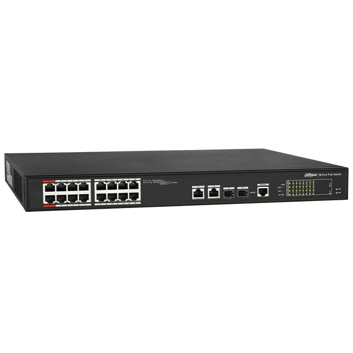 Dahua PFS4218-16ET-240-V3 Commutateur PoE géré 16 ports 100 Mbps + 2 ports Gigabit