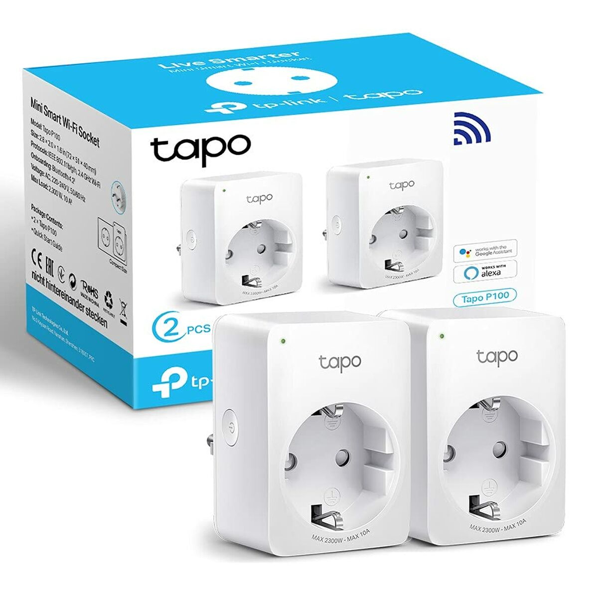 TP-Link Tapo P100 Prise Intelligente Wi-Fi Intérieure Contrôle de Prise Sans Fil