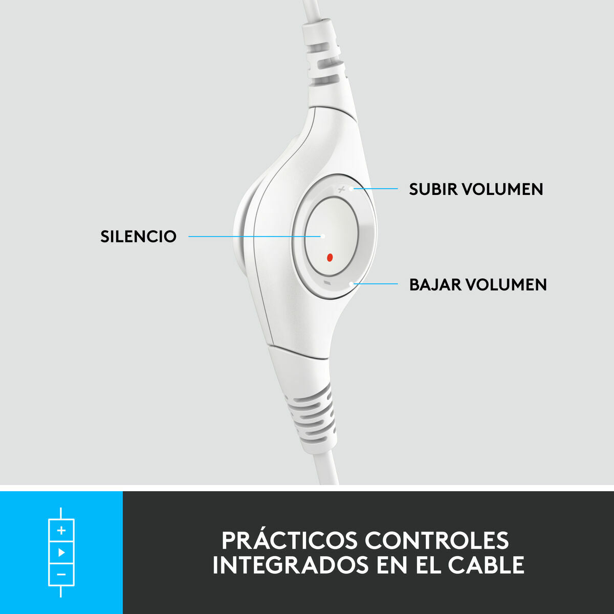 LOGITECH H390 Headset on-ear wired USB-A off-white