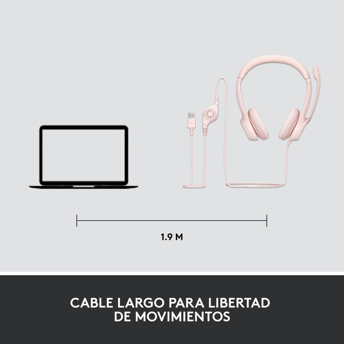 LOGITECH H390 Headset on-ear wired USB-A rose