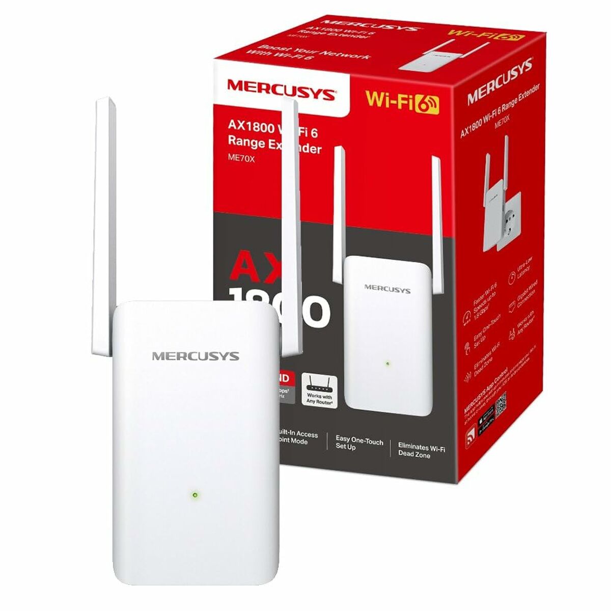 Mercusys ME70X prolongateur réseau Répéteur réseau Blanc 10, 100, 1000 Mbit/s