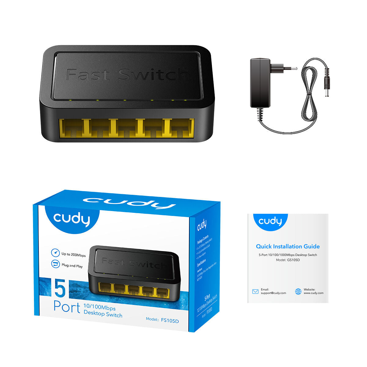 Cudy FS105D commutateur réseau Non-géré Fast Ethernet (10/100) Blanc