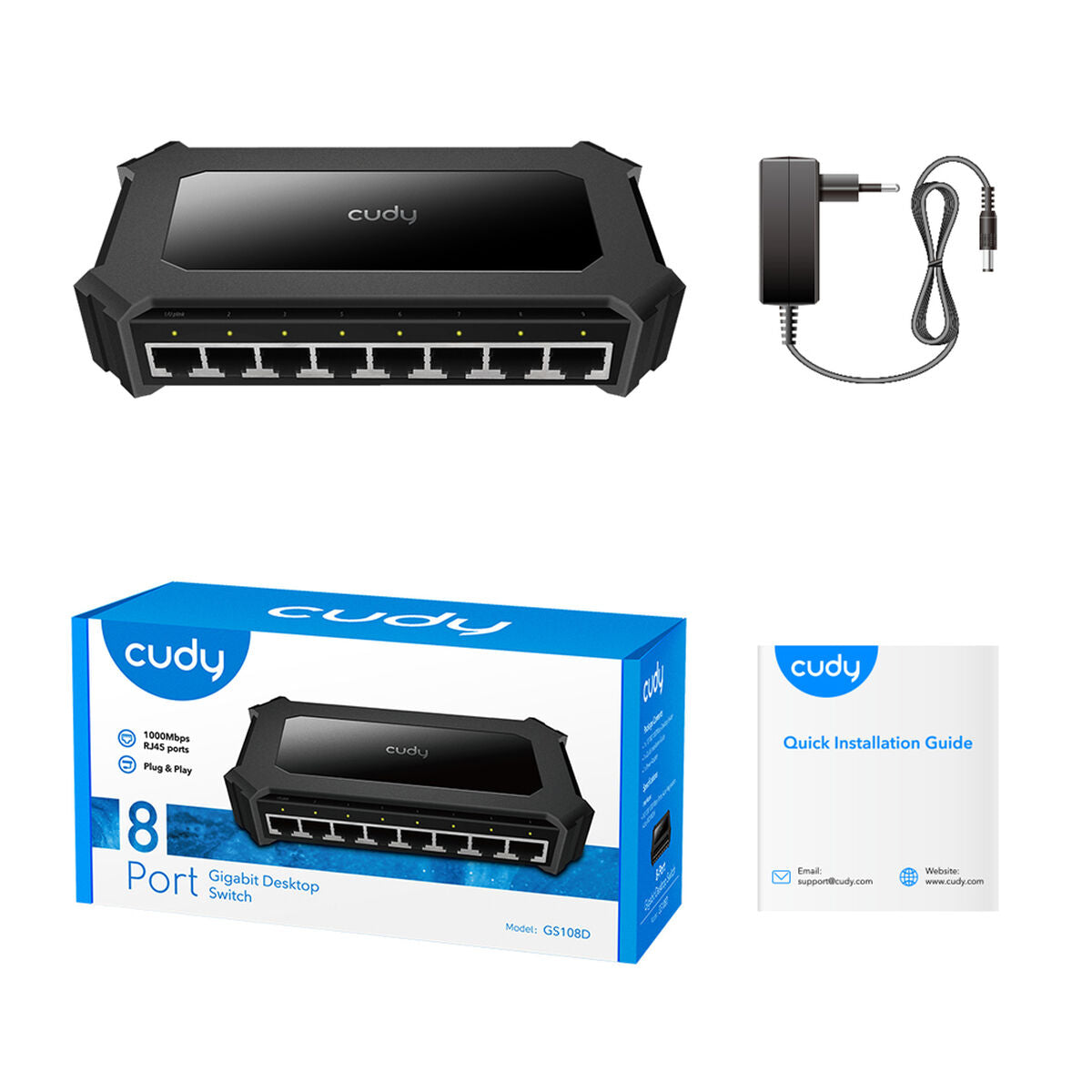 Cudy GS108D commutateur réseau Non-géré Gigabit Ethernet (10/100/1000) Noir