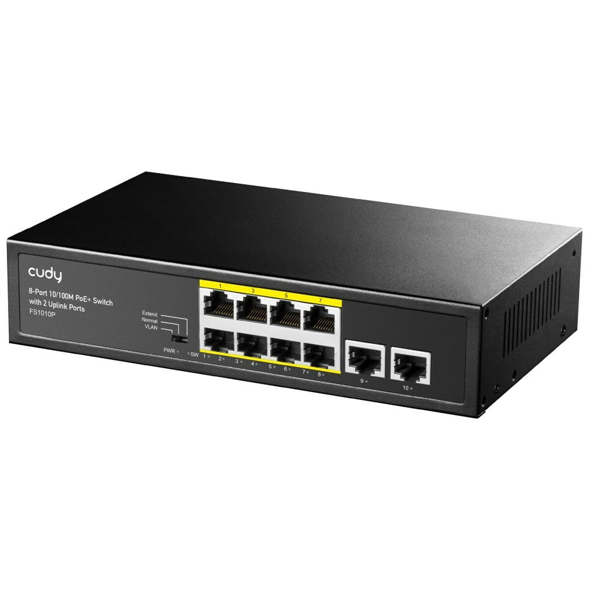 Cudy FS1010P commutateur réseau Non-géré Fast Ethernet (10/100) Connexion Ethernet, supportant l'alimentation via ce port (PoE) Noir