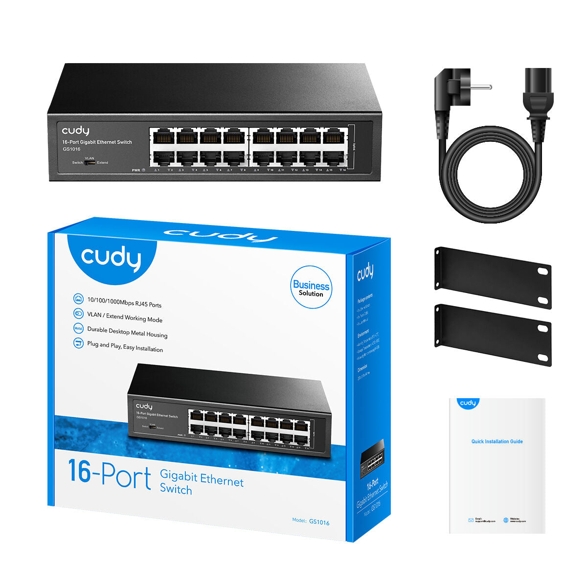 Cudy GS1016 commutateur réseau Non-géré Gigabit Ethernet (10/100/1000) Noir