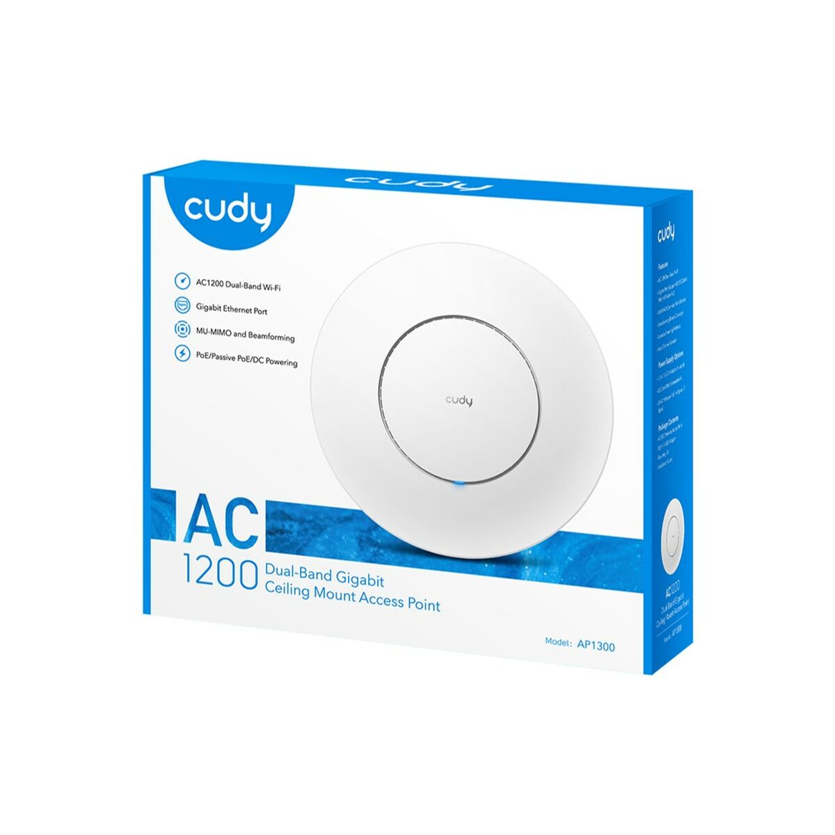 Cudy AC1300 1167 Mbit/s Blanc Connexion Ethernet, supportant l'alimentation via ce port (PoE)