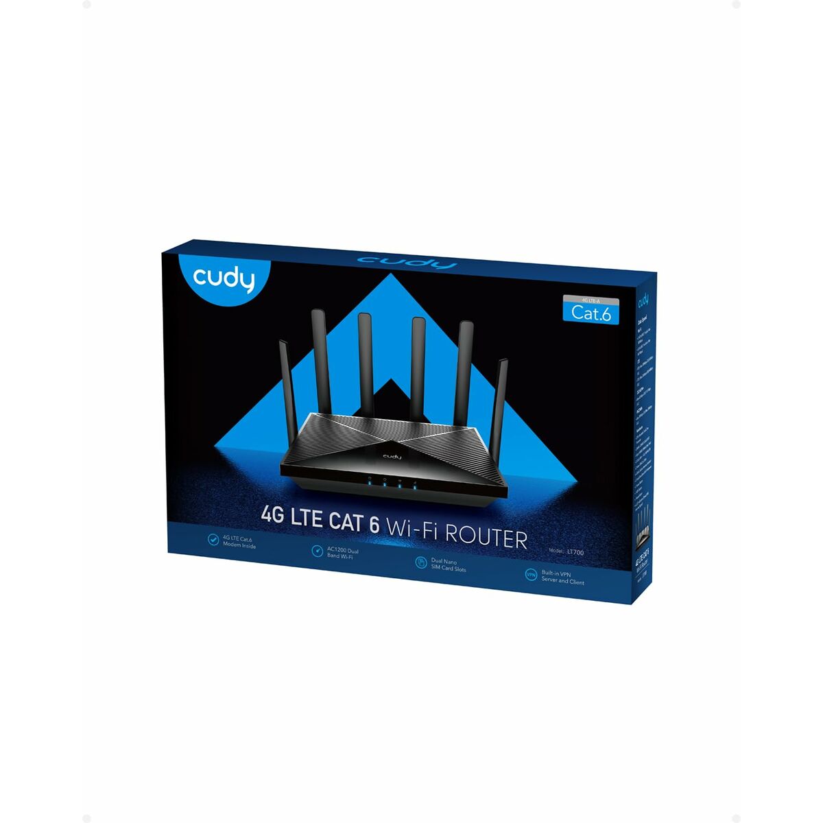 Cudy LT700 routeur sans fil Gigabit Ethernet Bi-bande (2,4 GHz / 5 GHz) 4G Noir