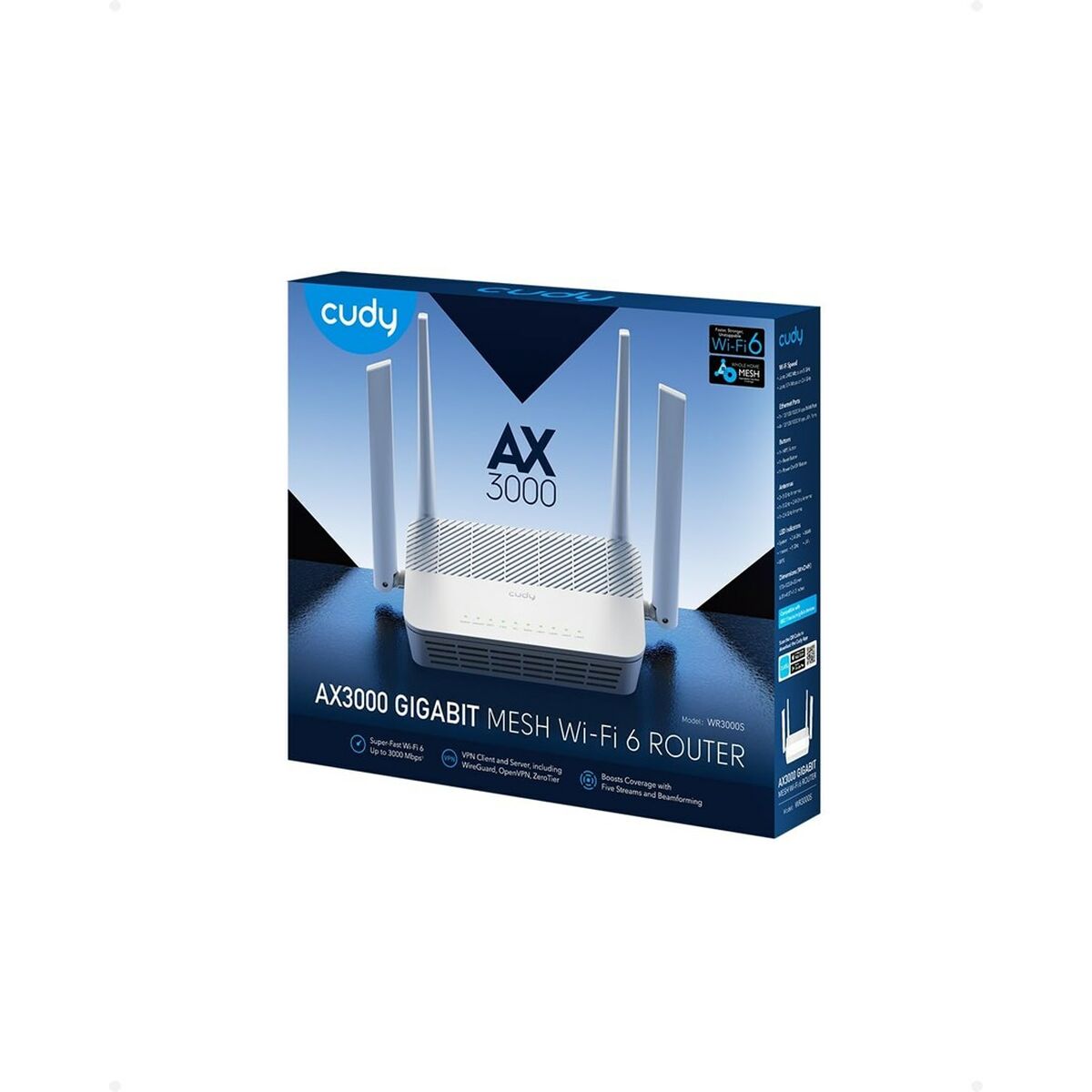 Cudy AX3000 routeur sans fil Gigabit Ethernet Bi-bande (2,4 GHz / 5 GHz) Blanc