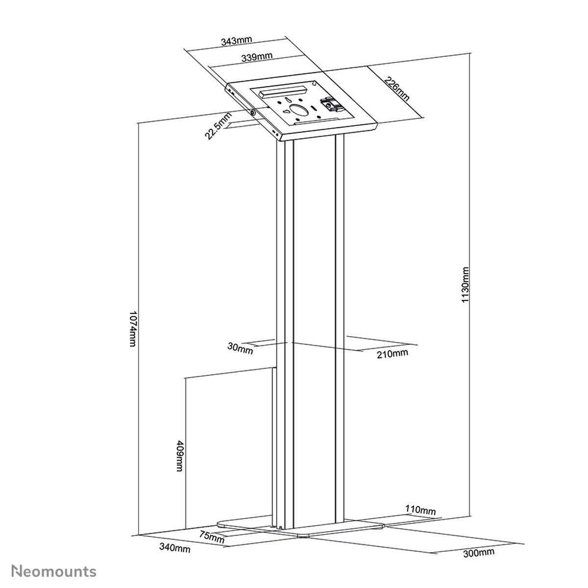 NEOMOUNTS FL15-750WH1 Support pour tablette au sol 9.7-11p - verrouillable
