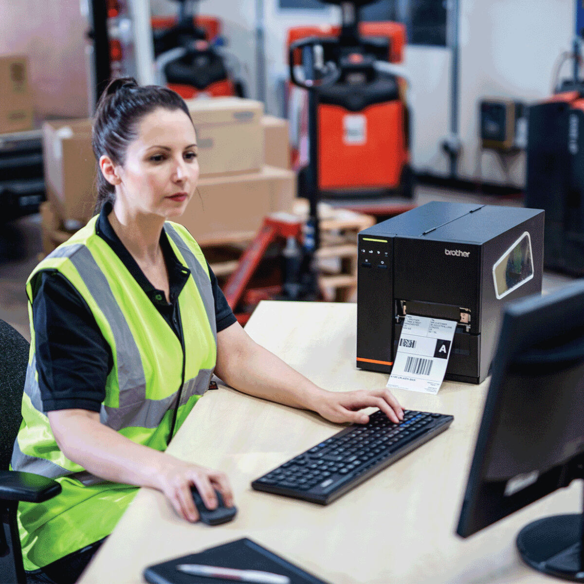 BROTHER TJ-4005DN Label printer direct thermal Roll 12cm 203dpi 152mm/sec USB 2.0 LAN serial USB 2.0 host