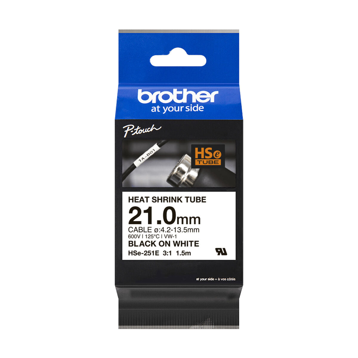 21.0MM BLACK ON WHITE HEAT SHRINK TAPE