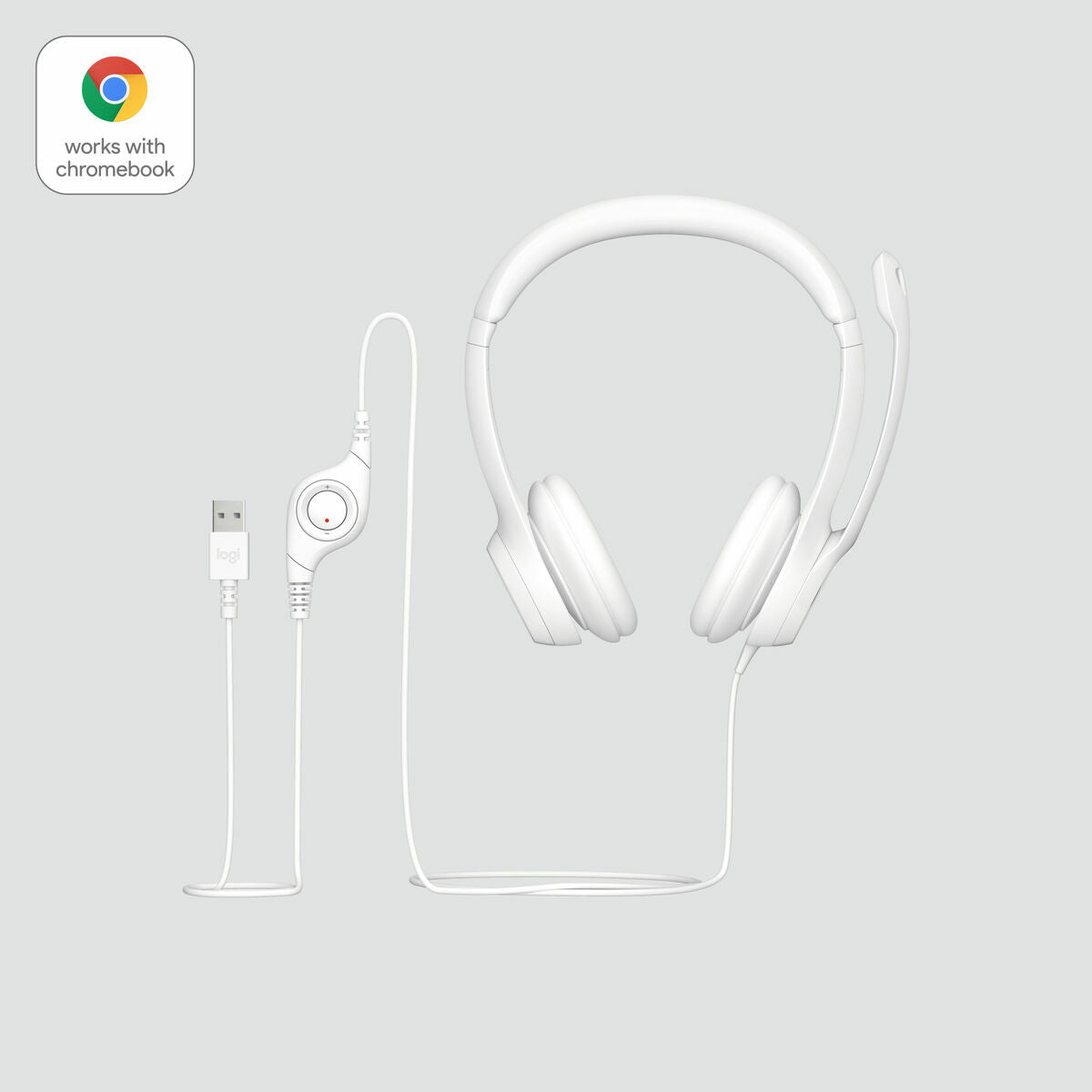LOGITECH H390 Headset on-ear wired USB-A off-white