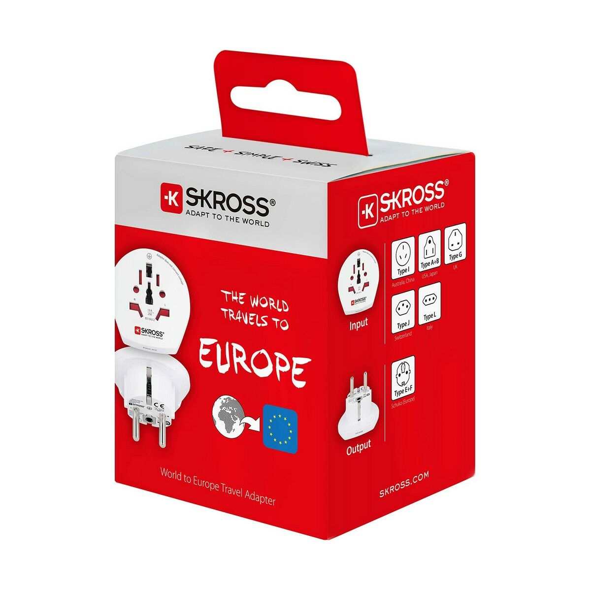 SKROSS WORLD TO EUROPE Adaptateur secteur tripolaire de voyage