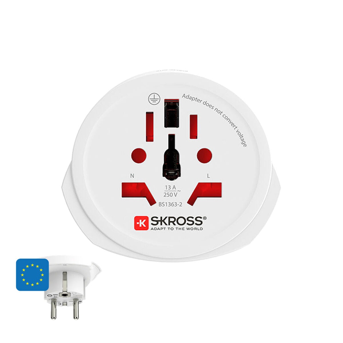SKROSS WORLD TO EUROPE Adaptateur secteur tripolaire de voyage