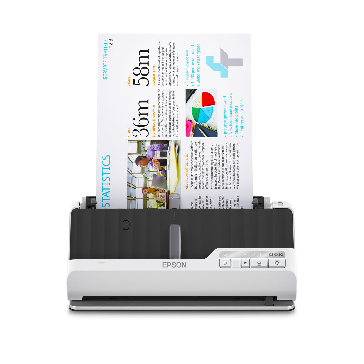 EPSON WorkForce DS-C490 Duplex Scanner A4/Legal 600dpi x 600dpi 40ppm ADF 20pages USB2.0