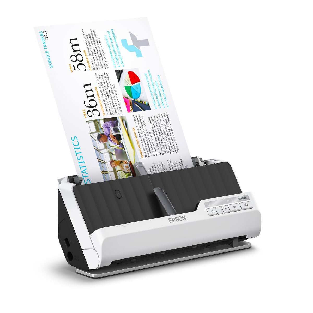 EPSON WorkForce DS-C490 Duplex Scanner A4/Legal 600dpi x 600dpi 40ppm ADF 20pages USB2.0