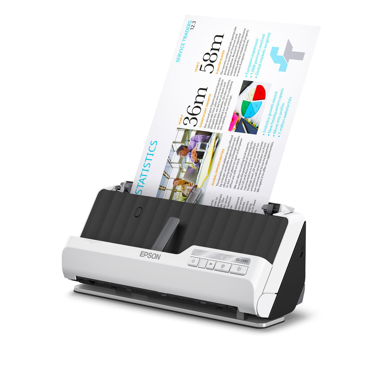 EPSON WorkForce DS-C490 Duplex Scanner A4/Legal 600dpi x 600dpi 40ppm ADF 20pages USB2.0